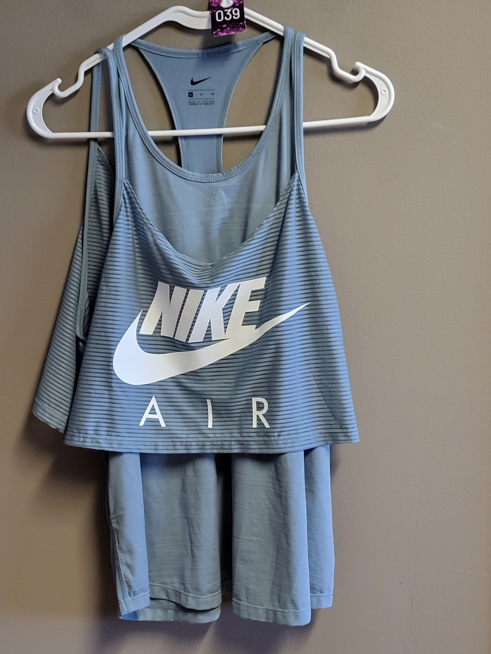Nike Light Blue Layered Women's Athletic Tank with White Logo
